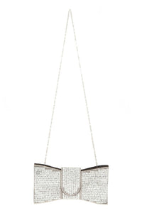 Crystal Bow Shaped Clutch/Crossbody in Gold & Silver