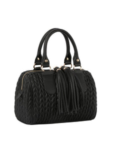 Tassel Handbag in Black & Pink