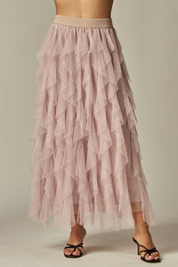 Dotted Tulle Skirt in Light Rose