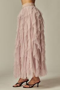 Dotted Tulle Skirt in Light Rose