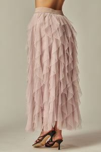 Dotted Tulle Skirt in Light Rose