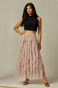 Dotted Tulle Skirt in Light Rose