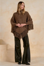 Load image into Gallery viewer, Elan Turtleneck Fringe Poncho
