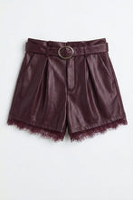 Load image into Gallery viewer, Faux Leather Shorts with Lace Detail
