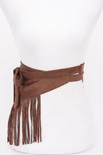 Load image into Gallery viewer, Faux Suede Fringe Belt in Black &amp; Coffee
