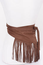 Load image into Gallery viewer, Faux Suede Fringe Belt in Black &amp; Coffee
