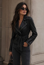 Load image into Gallery viewer, Faux Leather Wrap Jacket
