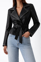Load image into Gallery viewer, Faux Leather Wrap Jacket
