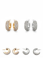 Load image into Gallery viewer, Chunky Rhinestone Hoop Earrings in Silver or Gold

