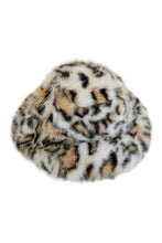 Load image into Gallery viewer, Fluffy Faux Fur Leopard Bucket Hat in Beige &amp; Brown
