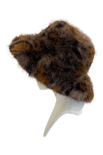 Load image into Gallery viewer, Fluffy Faux Fur Leopard Bucket Hat in Beige &amp; Brown
