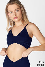 Load image into Gallery viewer, Ribbed Triangle Bra in White &amp; Indigo
