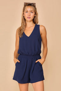 Summer Days Airflow Romper in Navy & Red