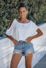Load image into Gallery viewer, Open Shoulder Tee in Ivory &amp; Tangerine
