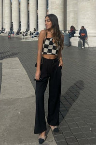 Checkered Key Hole Halter Top