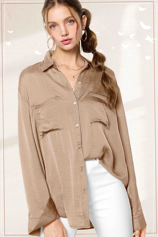 Silky Button Down Top