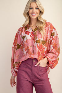 Pink/Coral Button Down Blouse