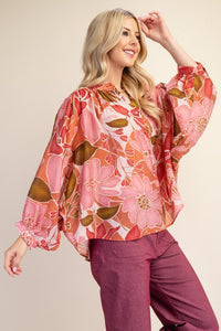 Pink/Coral Button Down Blouse