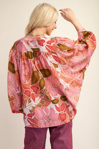Pink/Coral Button Down Blouse
