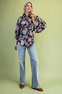 Lightweight Floral Button Down Top