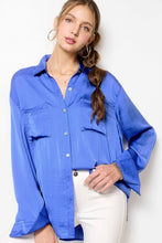 Load image into Gallery viewer, Silky Button Down in Royal Blue
