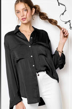 Load image into Gallery viewer, Silky Button Down in Black
