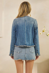 Tweed Trimmed Denim Jacket