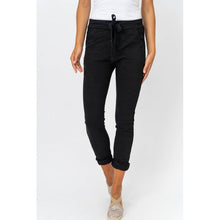 Load image into Gallery viewer, Black Italian Crinkle Jogger with Ribbon Side detail
