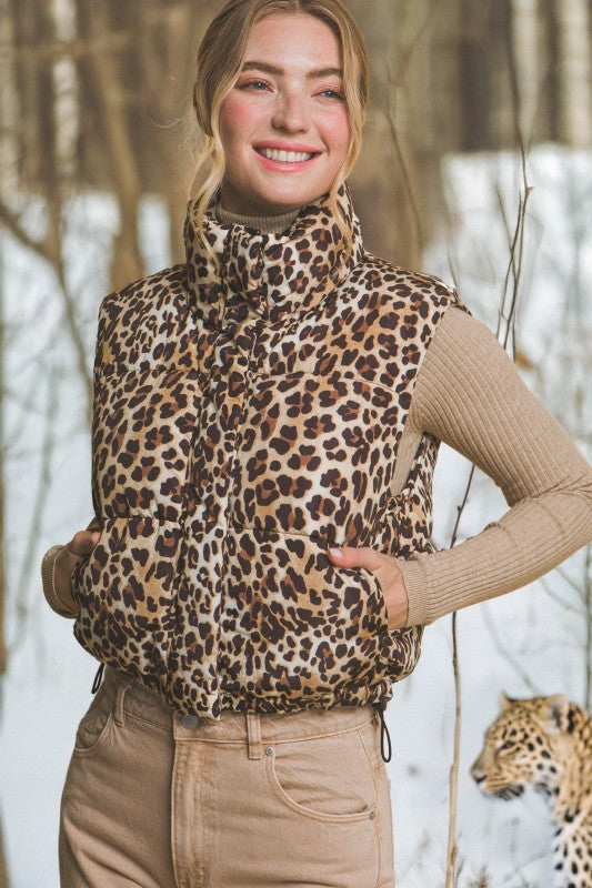 Leopard Puffer Vest