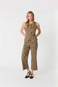 Level 99 Annabelle Leopard Print Crop Wide Leg