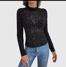 Load image into Gallery viewer, Black Leopard Mesh Top
