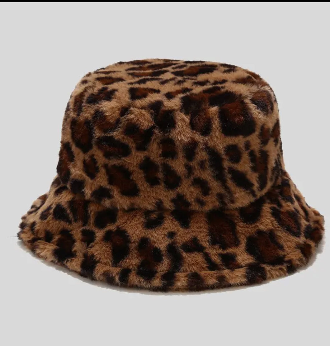 Furry Leopard Bucket Hat