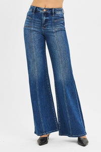Risen Mid Rise Jeans With Front Patch Pockets