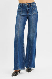 Risen Mid Rise Jeans With Front Patch Pockets