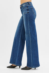 Risen Mid Rise Jeans With Front Patch Pockets