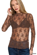 Load image into Gallery viewer, Lace Sheer Top in Black &amp; Brown
