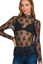 Load image into Gallery viewer, Lace Sheer Top in Black &amp; Brown
