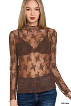 Load image into Gallery viewer, Lace Sheer Top in Black &amp; Brown
