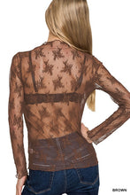 Load image into Gallery viewer, Lace Sheer Top in Black &amp; Brown
