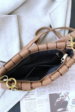 Load image into Gallery viewer, Faux Leather Woven Shoulder Bag in Taupe &amp; Black
