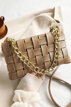 Load image into Gallery viewer, Faux Leather Woven Shoulder Bag in Taupe &amp; Black
