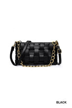 Load image into Gallery viewer, Faux Leather Woven Shoulder Bag in Taupe &amp; Black
