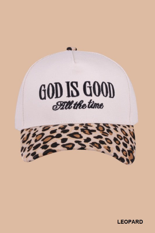 God is Good All the Time Baseball Hat in Leopard