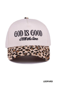 God is Good All the Time Baseball Hat in Leopard