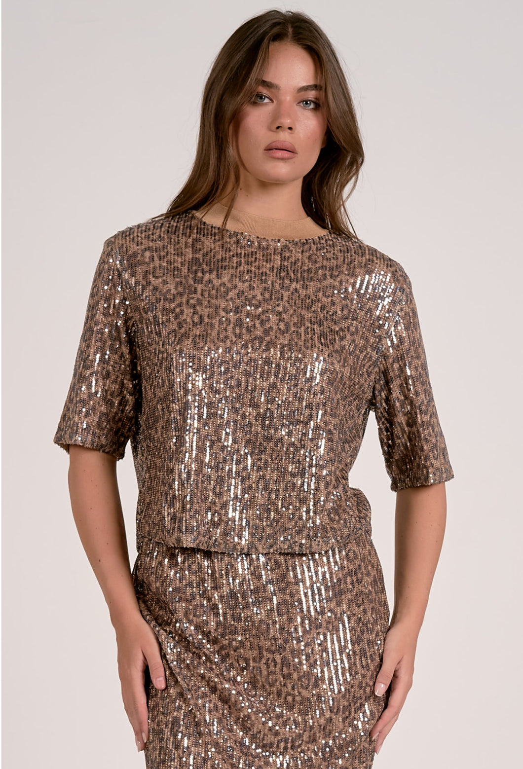 Cheetah Print Sequin Top