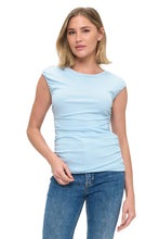 Load image into Gallery viewer, Ruched Detail Top in Ivory &amp; Baby Blue
