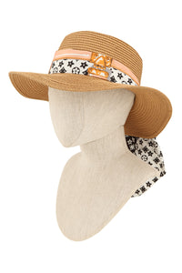 Geometric Scarf Wrap Straw Hat