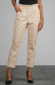 Cream Faux Leather Pant