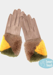 Color Block Fur Glove in 4 colors
