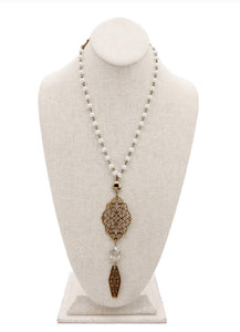 Pearl Beads with Filigree Pendant